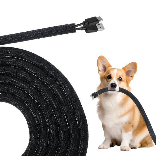 16.4ft Dog and Cat Cord Protector 3/8inch Flexible Wire Loom Tubing Cable Sleeve Cable Management Sleeve Protects Cables from Pets Chewing for USB, Audio, Power, and Video Cords