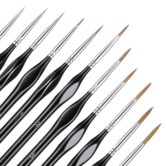 11 Pcs Paint Brush Set Miniature Paint Brushes Kit Fine Detail Painting Brush Micro Professional Tiny Paints Brushes Set with Triangular Handles for Art Painting Acrylic Watercolor Crafts Models