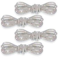 Rhinestone Shoe Laces, 2 Pairs 47" AB Glitter Shoe Strings for Sneakers Round Bling Shoelaces Hoodie String Ropes Replacement Drawstring for Boots Canvas Sport Shoes