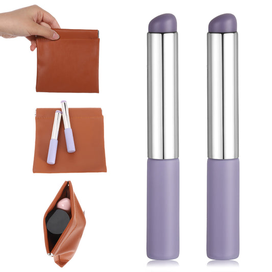 2 Pcs Silicone Lip Brush Purple Silicone Lip Applicator Lips Brush with Dust Cap for Lipstick Lips Tint Makeup Brushs Mask Gloss Concealer Applicator