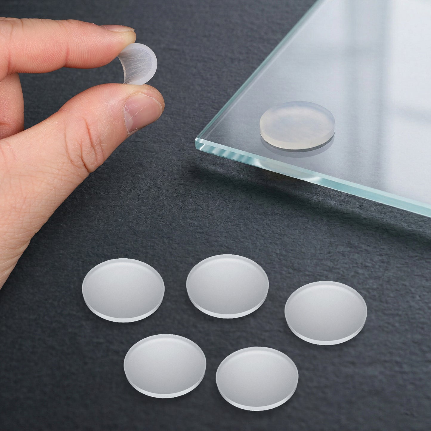 50Pcs Glass Table Top Anti Slip Pads Self Adhesive Soft Glass Bumper, Transparent Anti Slide and Scratch Round Rubber Pads for Table Top Spacer