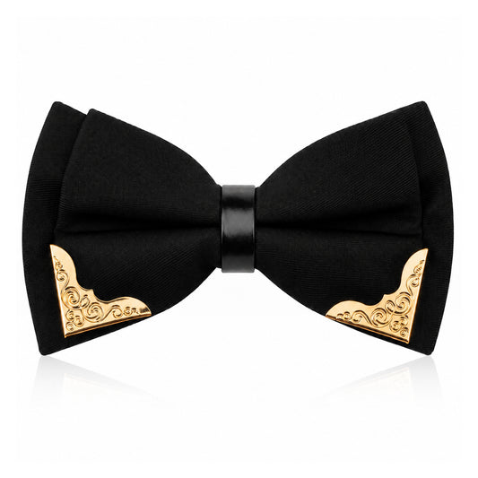 FdcZeyxior Mens Black Bow Tie, Gold Bow Tie, Pre Tied BowTies for Men Women
