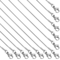 12Pcs Necklace Chains 18 Inches 1.2mm Stainless Steel Snake Chain Necklace DIY Snake Chain Charms Link Necklace Thin Round Snake Chains with Lobster Clasp for DIY Jewelry Making