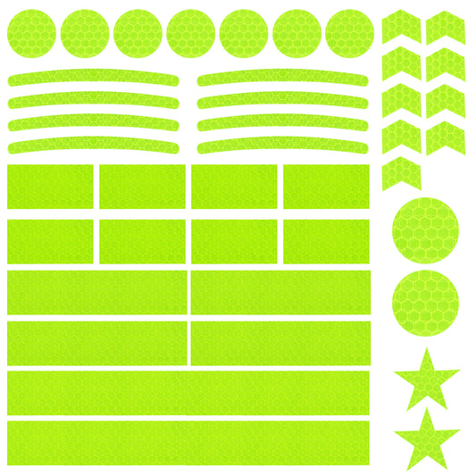 Xthrotsenk 42Pcs Reflective Stickers for Helmet Bicycle Reflective Decals Bike Reflective Strips Tape for Motorbike, Glow in the Dark Stickers Green Glowing at Night Stickers for Wheelchairs Scooter