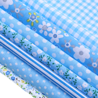 7Pcs Blue Fat Quarters Fabric Bundles, 50CM x 50CM Precut Soft Easter and Spring Quilting Cotton for Sewing DIY Making Supplies Patchwork Gingham Fat Quarter Material