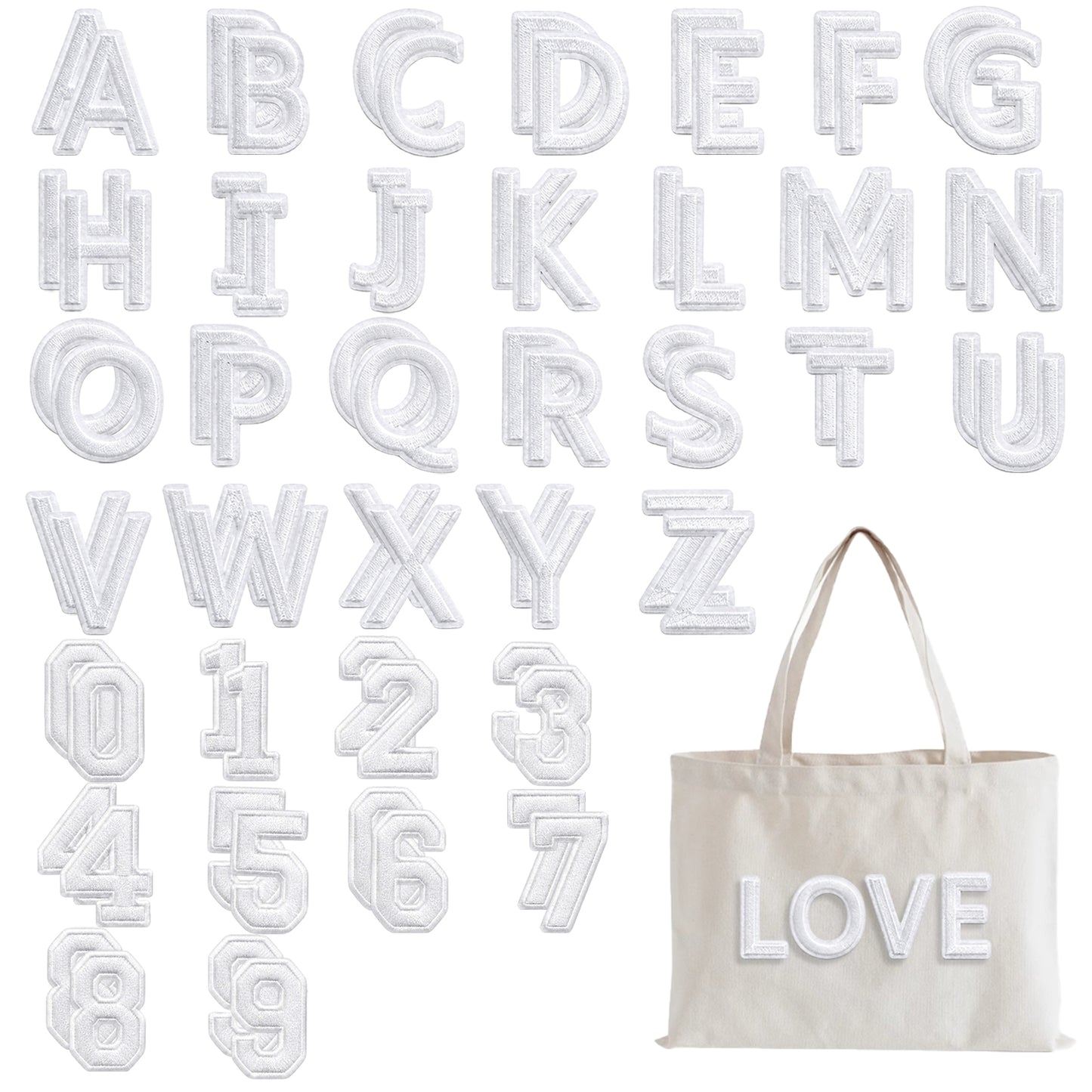 Iron on Letters and Numbers Patches, 72 Pcs Iron on Letters for Clothes