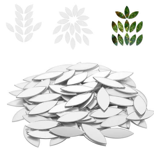 Leaf Shape Small Mirrors for Crafts, 200pcs 0.5x1 Inch Craft Mirrors Mirror Tiles Self Adhesive Fancy Acrylic Mini Mirror Pieces for Crafts Disco Ball Mirror-Tiles for Craft Art Door Wall