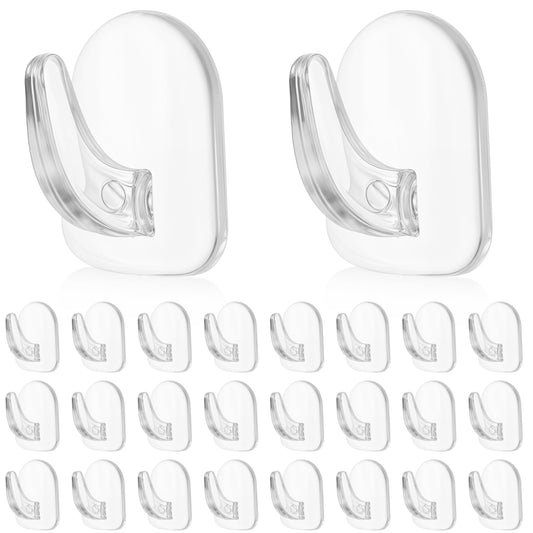 30 PCS Clear Adhesive Wall Hooks for Hanging, Transparent Reusable Heavy Duty Hooks Small Acrylic Sticky Hangers with Non Marking Sticker for Home Kitchen Bathroom Bedroom Office Use