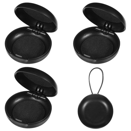 Psyqtsuary 4Pcs Earplug Case Round Portable Ear Plug Holder Black Mini Storage Case Ear Bud Carrying Case Bag Small Pill Case Travel Pill Container for Business Trip Storage Earbuds Trinkets Pills