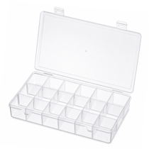 Bruislard 18 Grids Plastic Organizer Box with Adjustable Dividers Bead Organizer and Storage Clear Compartment Storage Container Tackle Box for Jewelry Crafts Small Parts Electronics