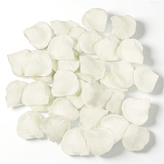 Qulkws 1000Pcs Artificial Flowers Silk Rose Petals, Lvory White Fake Rose Petals, Exquisite Milky White Rose Petals for Wedding Decoration Party Table Confetti Romantic Night Valentine's Day