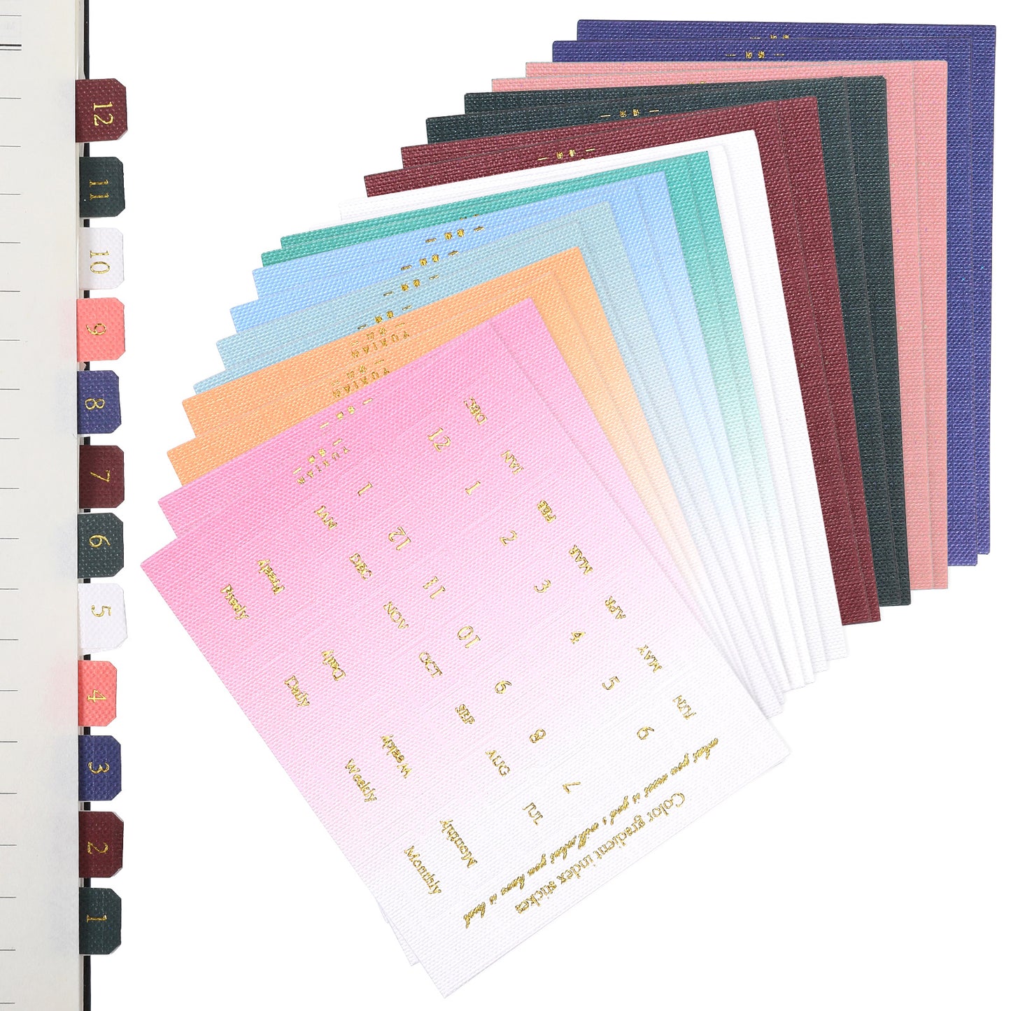 20 Sheets Planner Monthly Tabs, Self Adhesive Index Planner Tabs Colorful Month Tab Stickers Journal Clendar Tab for Planners Office, Notebook, Study, Scrapbook