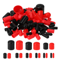 200 Pieces Rubber Caps Assortment Kit, Screw Rubber Caps Protector, Rubber Plugs for Holes Rubber Leg Caps Protector for Home Use, Construction Site Use, 9 Sizes Form 2/25" To 4/5" (Red, Black)