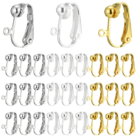 30 Pcs Clip-on Earring Converters, Earring-Hooks with Easy Open Loop, Pierced to Clip-on Earring Backs, Earring-Findings for Non-Pierced Earrings Clips (Gold, Silver, White)