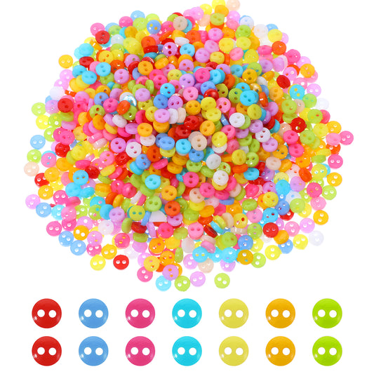 Small Buttons for Crafts, 1000 Pcs Mixed Color Mini Buttons 6mm Round 2-Hole Sewing Buttons Cute Tiny Colorful Buttons for DIY Crafts Scrapbooking Garment Painting Decoration