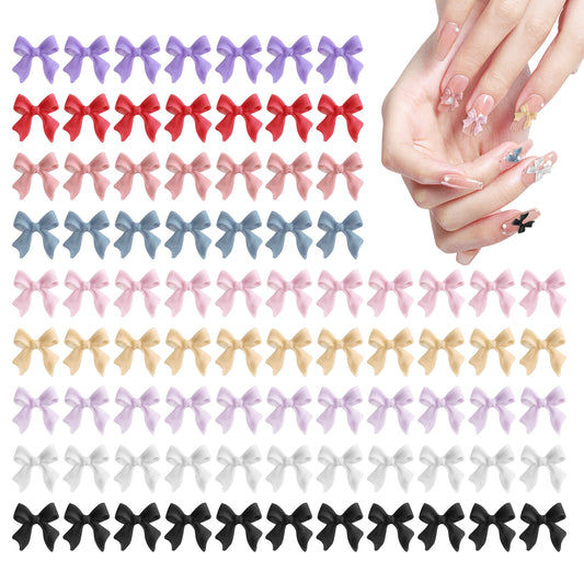 Bow Nail Charms Colorful 100 Pcs 3D Bow Nail Art Decorations Bow Nail Charms Bow Charms for Nails 3D Nail Charms 3D Bowknot for Acrylic Nails Cute Kawaii Pretty Nail Bow Charms Decoration