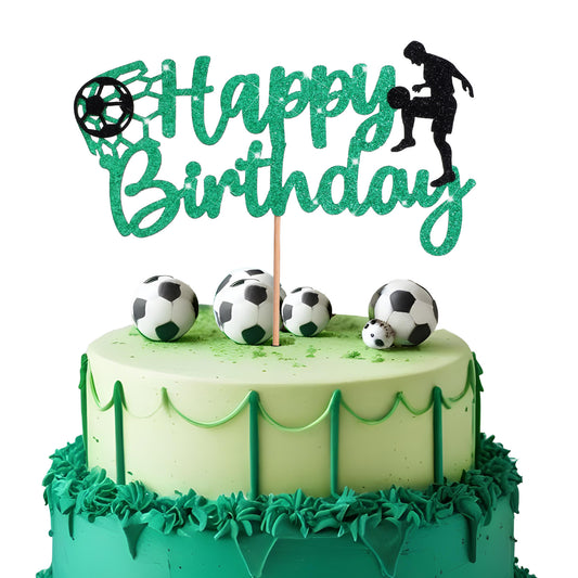 1 Pack Soccer Cake Topper Soccer Happy Birthday Cake Topper Happy Birthday Sign Football Player Cake Decorations Football Player Cake Pick for Sport Theme Man Boy Girl Birthday Party Decoration Suppli