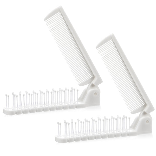 2 Packs Folding Hair Combs Portable Travel Foldable Brush, Pocket Folding Comb Set Double Headed Hairdressing Tool Small Pocket Combs for Women Men