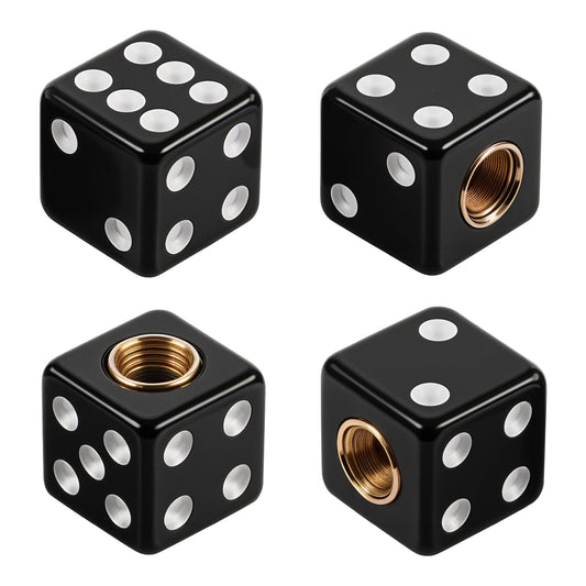 4 Pcs Dice Tire Valve Stem Caps Dice Universal Tire Valve Stem Covers air Valves Caps Waterproof Airtight Car Wheel Tires Air Cap for Cars SUV Trucks Bikes Motorcycles Bicycles (Black?