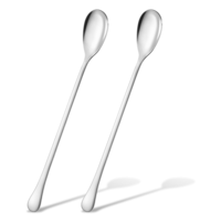 Long Handled Teaspoons, Latte Spoons Set of 2 Stainless Steel Coffee Spoons for Latte Coffee, Espresso, Hot Chocolate, Hot Drinks, Dessert & Ice Cream Sundae - 9inch