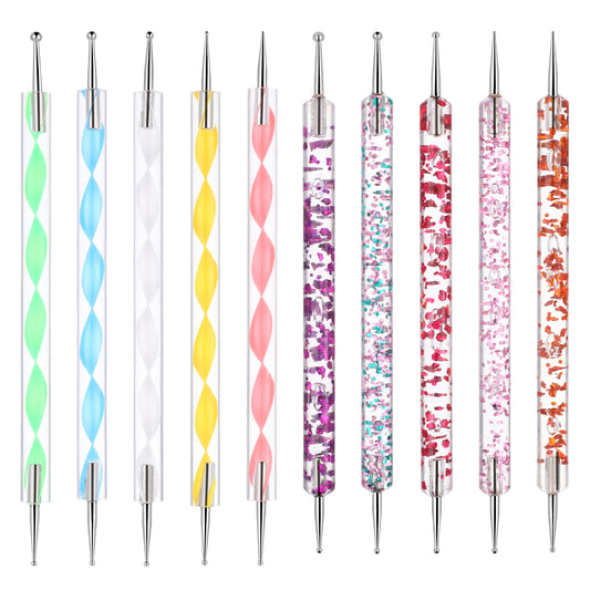 10PCS Nails Dotting Pen, Dotting Painting Pen Nail Polish Paint Manicure Dot Nail Art Set Embossing Pattern for Gel Polish Decoration
