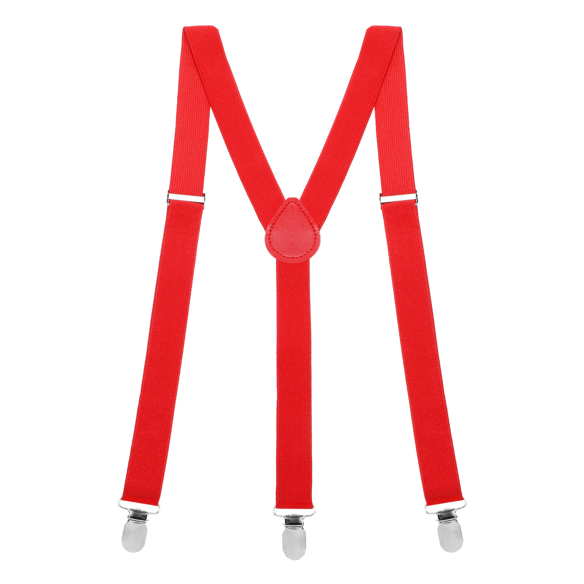 1 Inch Red Suspenders For Men Y Shape Suspender Set with 3 Strong Clips Adjustable Braces, Y Shape with Strong Clips Adjustable Elastic Solid Color 1 Inch Wide YShape Costume Suspenders, Red
