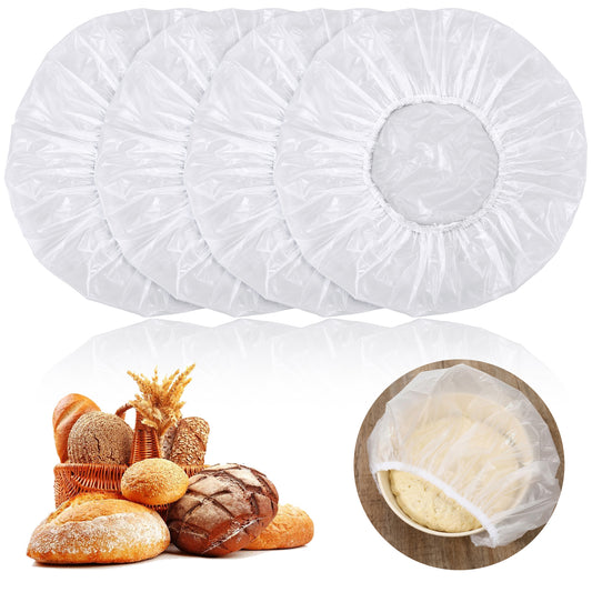 4 Pcs Bread Proofing Cover, Reusable Bowl Covers for Sourdough Baking, 12" Elastic EVA Sourdough Bread Cover Compatible with Round/Oval Banneton Baskets Food Covers Storage Containers