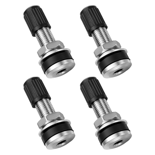 4 Stücke Autoventil, Reifenventil Ventile, Felgenventile Mit Staubkappen, Tubeless Ventil, Ventilschäfte, Snap-In Auto Ventile für PKW Auto Motorräder Fahrräder, Reifenventil Metall, Autoventil Black