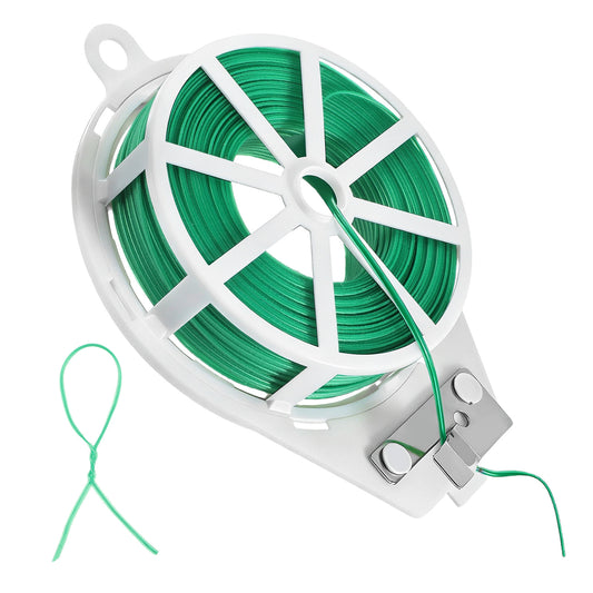 Zelphvt 100m Garden Wire, Green Plant Ties Garden String with Cutte for Gardening Climbing Plants, Vines, Shrubs, Flowers and DIY Craft Projects
