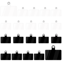 salbsever 20 Pcs Cell Phone Lanyard Tether Tab with Metal Ring, Phone Lanyard Patch Pad PVC Patches Sticker Pad Universal Replacement Attachment Cellphone Tether for Smartphone Strap Black and White