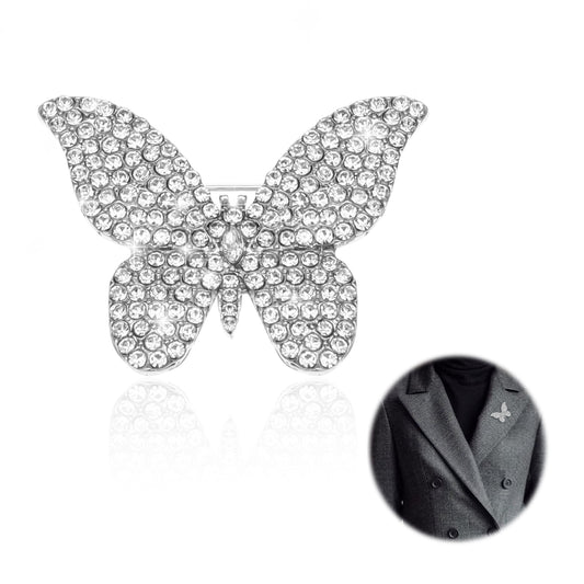 Rhinestone Butterfly Brooch Pin Butterfly Rhinestone Brooch Pin for Women Butterfly Lapel Pin Silver Brooch Pins for Women Rhinestone Brooch Pin Decoration Gift