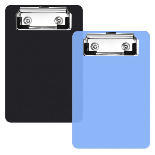 2 PCS Mini Clipboard, 4" X 6" Small Clipboards, Mini Clip Board Blue and Black Clipboard Pocket Clipboard Plastic Clipboard for Notepads Offices Restaurants Memo Size Receipt Pocket Lists