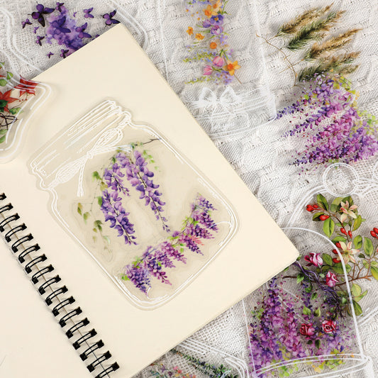 40 Pcs Clear DIY Bookmarks, Transparent Dried Flower Bookmark Handmade Large Size Book Marks Beautiful Flower Page Cute Bottle Shaped Flower Jars Stickers Set Craft Making Kit for Reader Book Bottles