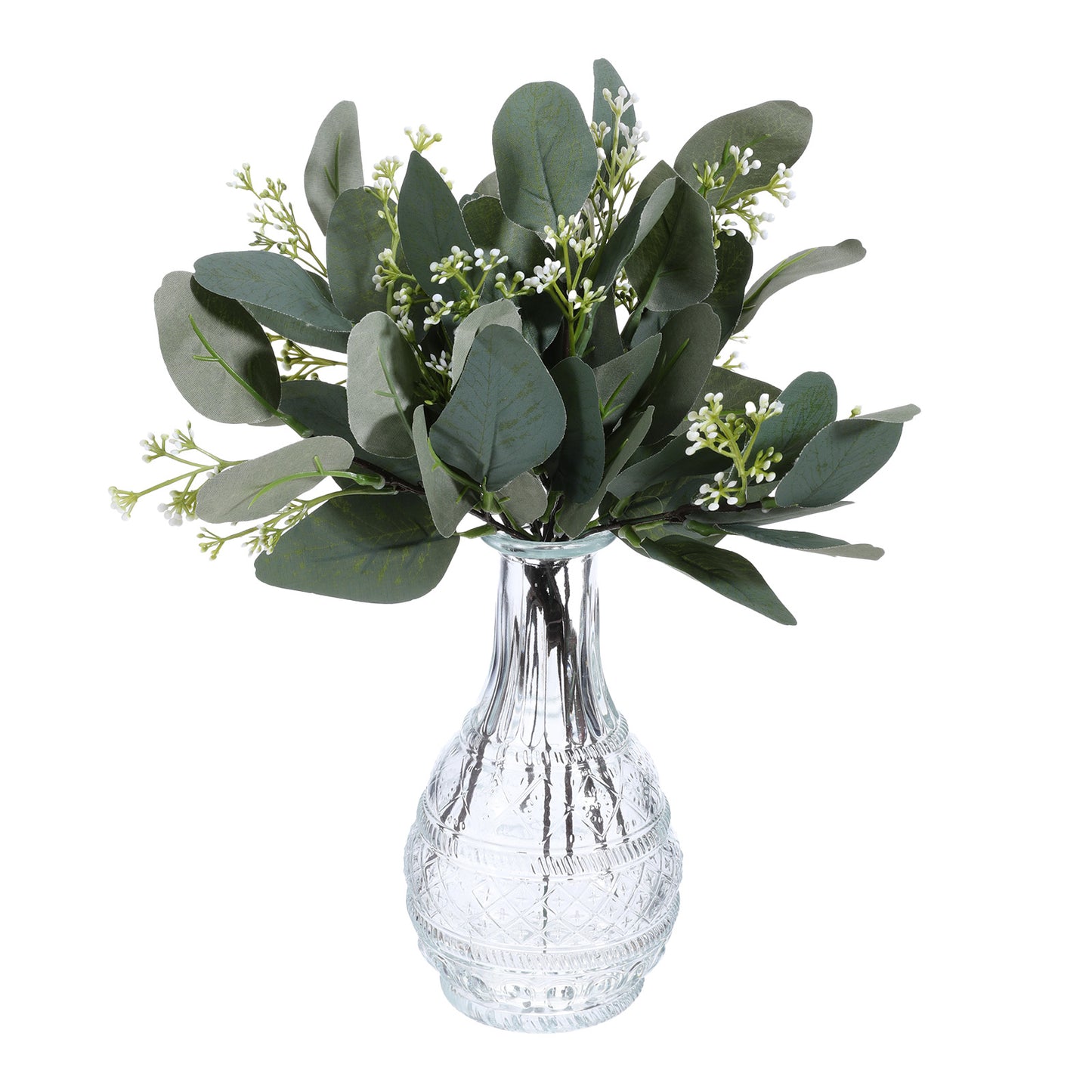 Alrhso 12 Pcs Mixed Eucalyptus Leaves Artificial Oval Eucalyptus Leaves with White Seeds Fake Silver Dollar Eucalyptu Stems for DIY Bouquets, Vase Arrangements, Home Decor, Wedding Decorations