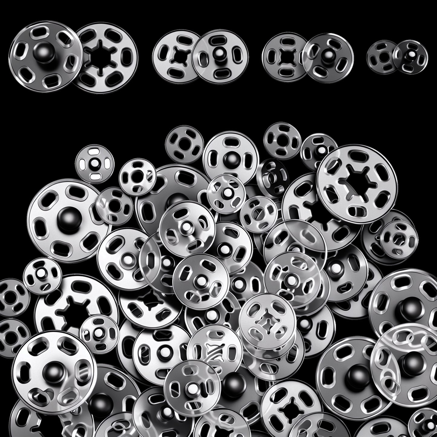 40 Pcs Plastic Sew-on Snap Buttons, Round Clear Snaps for Sewing Fabric, Invisible Sew on Press Buttons Kit, Plastic Snaps Fasteners for Shirts Sewing Clothing DIY Craft (7mm 10mm 12mm 15mm)