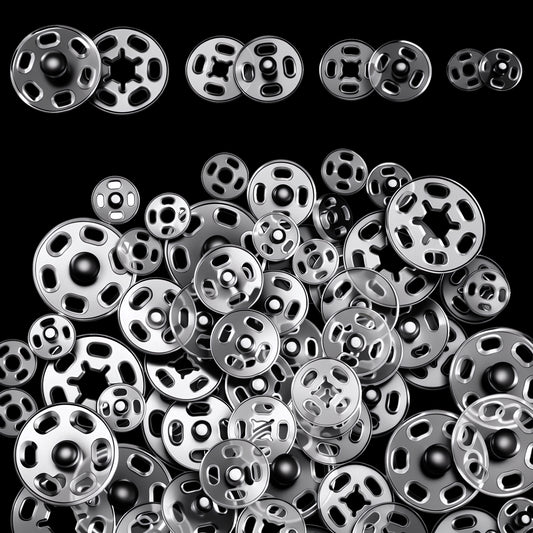 40 Pcs Plastic Sew-on Snap Buttons, Round Clear Snaps for Sewing Fabric, Invisible Sew on Press Buttons Kit, Plastic Snaps Fasteners for Shirts Sewing Clothing DIY Craft (7mm 10mm 12mm 15mm)