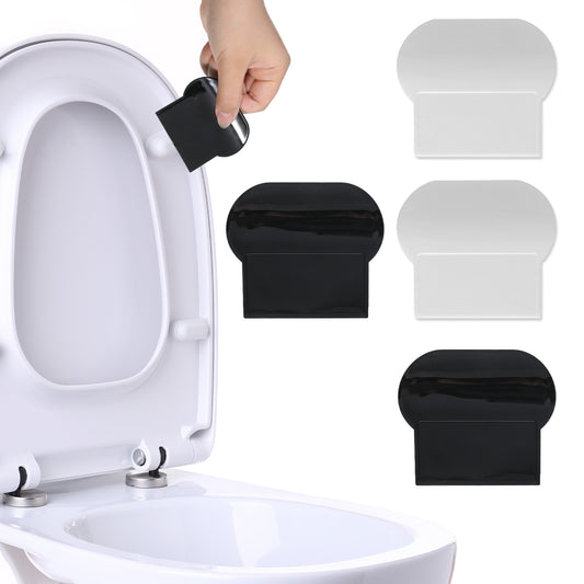 4 Pcs Toilet Lid Lifter Seat Holder Self Adhesive Toilet Seats Cover Lifters Avoid Touching Toilets Seat Accessories for Bathroom Home Travel Office Hotel Supplies (White+Black)