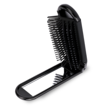 Folding Travel Hair Brush with Mirror, Small Foldable Comb Portable Compact Mini Hairbrush for Women, Men - Suitable for Car, Gym, Purse, Locker, Backpack, Cosmetic Bag