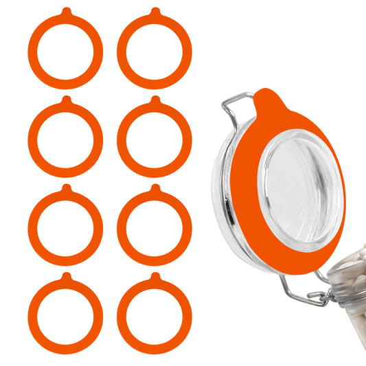 Rubber Gasket for Glass Jars, 8 Pcs 3.8 Inch Silicone Replacement Seals Leakproof Elastic Gasket Sealing Rings Airtight Silicone Jar Gaskets for Mason Jars Lids, Canning Jar (Orange)