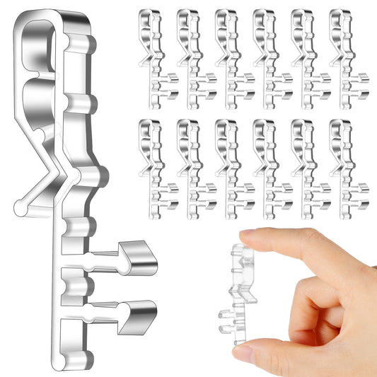 12PCS Hidden Channel Window Valance Clips, 2-1/8inch Clear Plastic Valance Clips Blinds Retainer Holder Clip Clear Plastic Blinds Clips, Clear Hidden Clips the Valance with a Groove in the Back