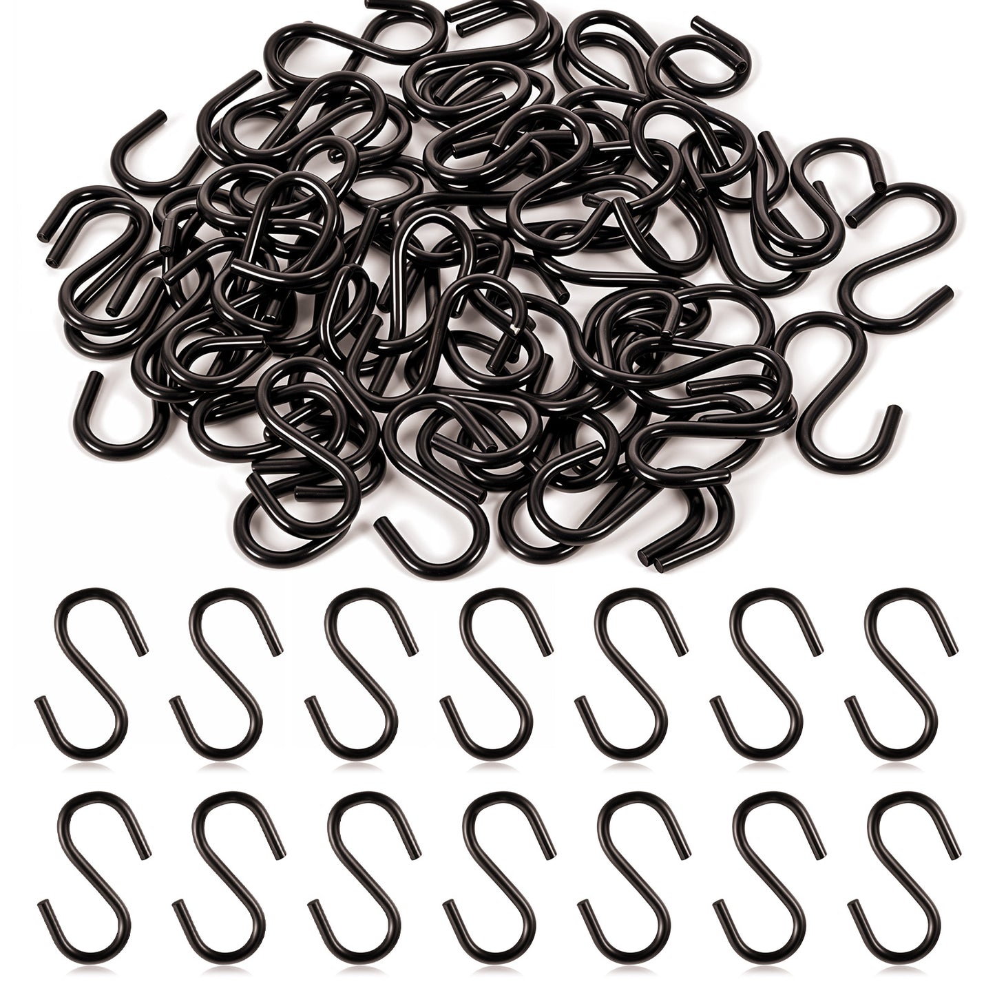 Zelphvt 60Pcs 1 Inch Mini S Hooks for Hanging Black Ornament Hooks Hanger Metal Mini S Hook for Jewelry, Necklaces, Plants, Lights, Potted Plants, Keychain(Black)