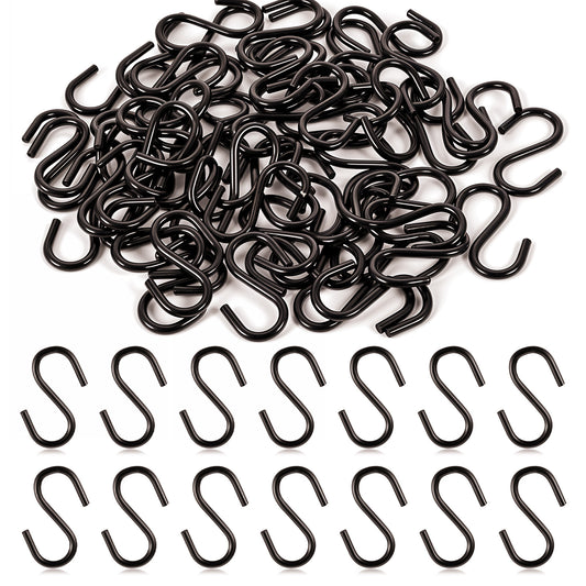 Zelphvt 60Pcs 1 Inch Mini S Hooks for Hanging Black Ornament Hooks Hanger Metal Mini S Hook for Jewelry, Necklaces, Plants, Lights, Potted Plants, Keychain(Black)