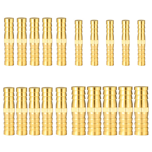 20Pcs Brass Hose Barb Fitting, 1/4" 5/16" 3/8" 1/2" (6 mm/8 mm/10 mm/12 mm) Hoses Connector, Barb Splicer Mender Hose Fittings for Air/Water/Gas/Fuel Hoses