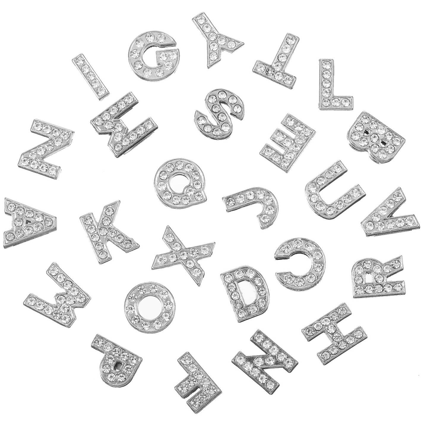 Zyghjort 52 Pcs A-Z 8mm Letter Charms for Jewelry Making, Stainless Steel Alphabet Charms Sparkling Full Rhinestones Slide Alphabet for Bracelets Necklace Wristbands Sneaker Shoe Lace DIY