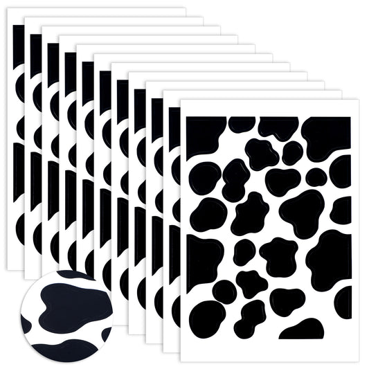 286PCS Cow Print Stickers Vinyl Cow Print Wall Decals Black Cows Prints Decor Decals for Cars, Cups, Peel and Stick, Self-Adhesive Cows Spot Stickers for Bedroom Living Room Home Wall Decor