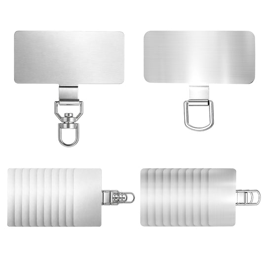 20 Pack Stainless Steel Phone Tether Tab, 10Pcs 360° Rotating Phone Tether Tab and 10Pcs Non-rotatable Rectangle Tether-Tab for Most Full Coverage Cases