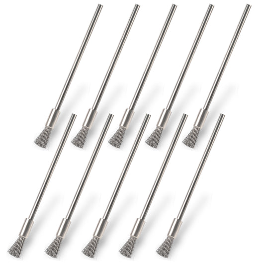 10 Pcs Small Wire Brush Extended Wire Brush for Drill Stainless Steel Wire Brushes Rotary Tools Crimped End Brushes for Cleaning Rust Paint Removal Bits Polishing