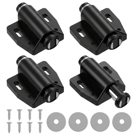 4 Pcs Black Magnetic Touch Latch Cabinet Magnetic Touch Latch Push to Open Cabinet Magnetic-Door Latches Push Release Latches Hardware with Screws for Drawer Door