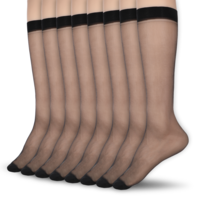 Psyqtsuary 8 Pairs Women's Sheer Nylon Ankle Socks High Sheer Pop Nylon Socks Women's Everyday Sheer Ankle, Black