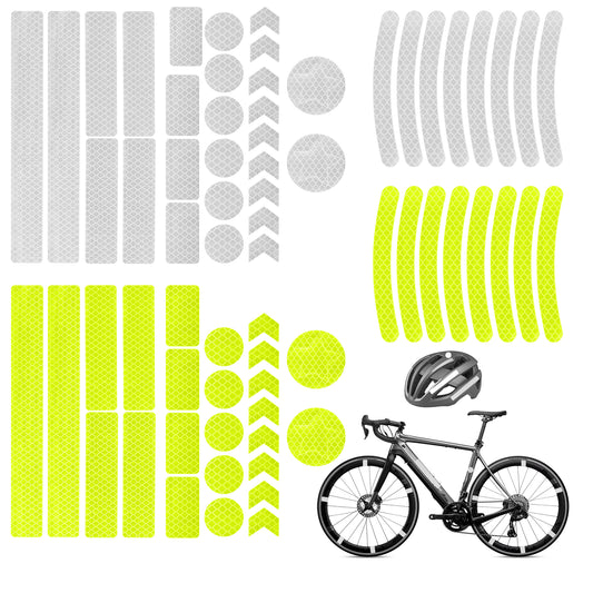 QfwdfcTrenz 84 Pcs Reflective Stickers for Bike Reflective Decals Multi Shapes Kit Waterproof Driveway Reflectors for Bicycle Motorcycle Wheelchairs Vehicle (2 Color)